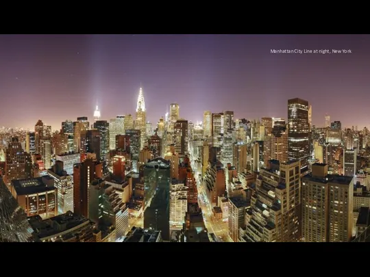 Manhattan City Line at night, New York