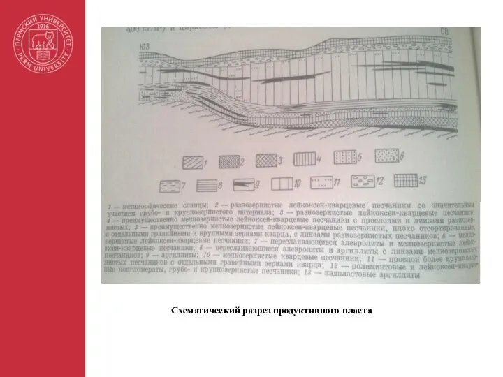 Схематический разрез продуктивного пласта