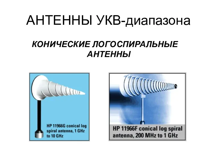 АНТЕННЫ УКВ-диапазона КОНИЧЕСКИЕ ЛОГОСПИРАЛЬНЫЕ АНТЕННЫ