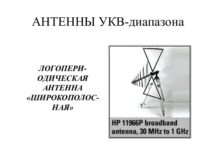 АНТЕННЫ УКВ-диапазона ЛОГОПЕРИ-ОДИЧЕСКАЯ АНТЕННА «ШИРОКОПОЛОС-НАЯ»