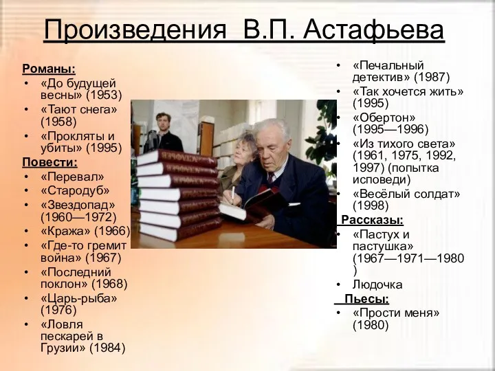 Романы: «До будущей весны» (1953) «Тают снега» (1958) «Прокляты и