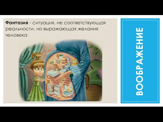 Фантазия - ситуация, не соответствующая реальности, но выражающая желания человека ВООБРАЖЕНИЕ