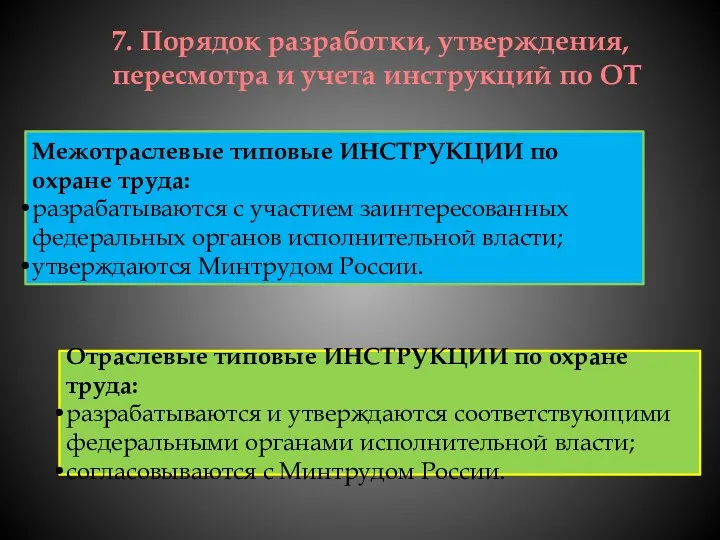 7. Порядок разработки, утверждения, пересмотра и учета инструкций по ОТ