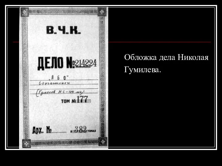 Обложка дела Николая Гумилева.