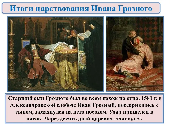 Старший сын Грозного был во всем похож на отца. 1581 г. в Александровской