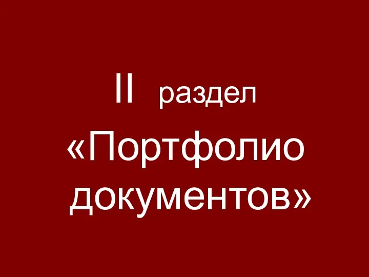 II раздел «Портфолио документов»