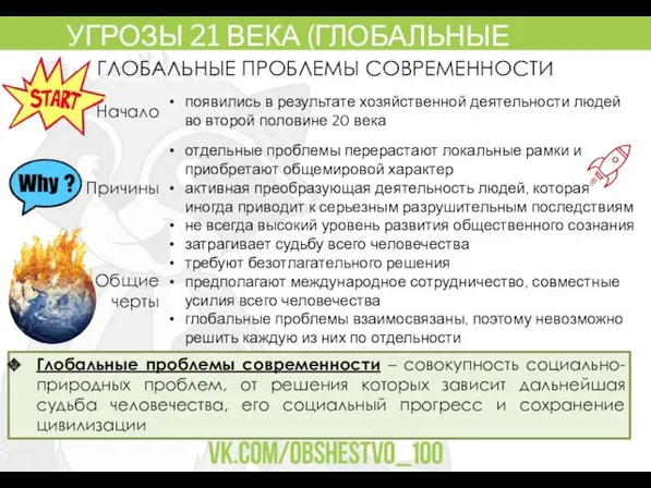 УГРОЗЫ 21 ВЕКА (ГЛОБАЛЬНЫЕ ПРОБЛЕМЫ) Глобальные проблемы современности – совокупность