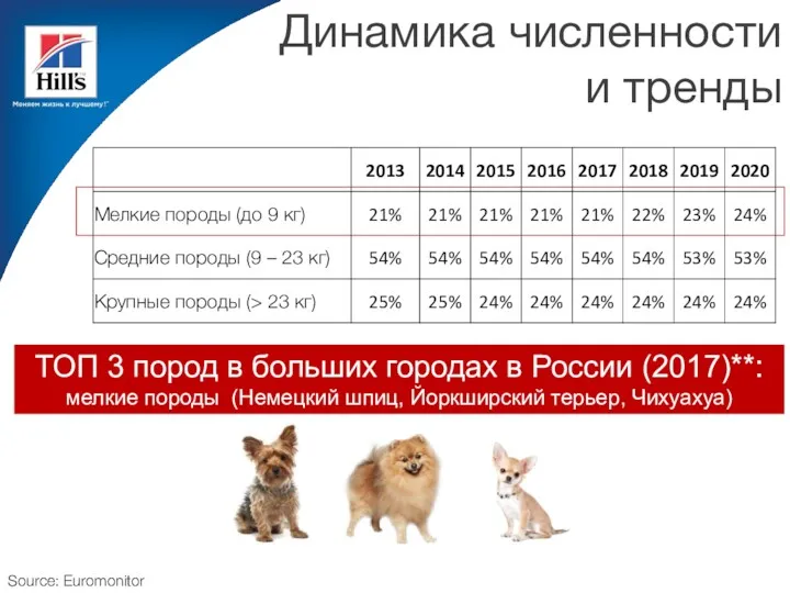 Source: Euromonitor Динамика численности и тренды ТОП 3 пород в