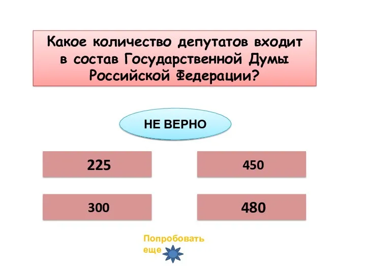 225 300 450 480 Какое количество депутатов входит в состав