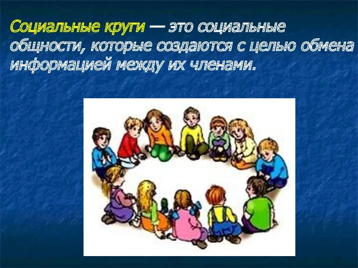 Социальные круги — это социальные общности, которые создаются с целью обмена информацией между их членами.
