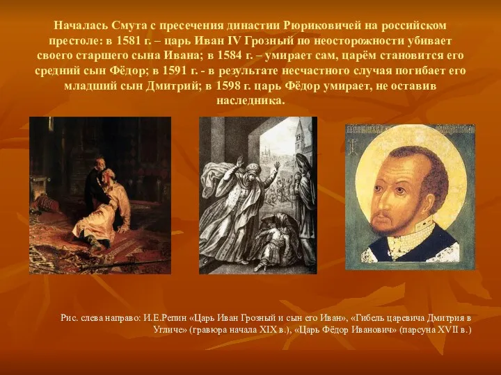 Началась Смута с пресечения династии Рюриковичей на российском престоле: в