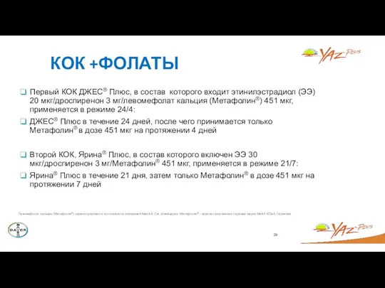 29 КОК +ФОЛАТЫ Первый КОК ДЖЕС® Плюс, в состав которого