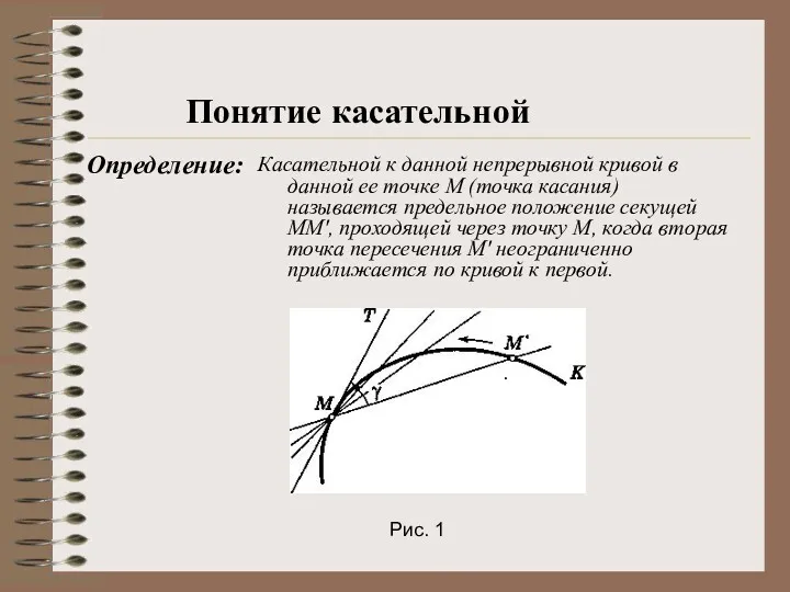Касательной к данной непрерывной кривой в данной ее точке М