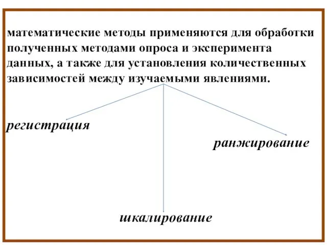 математические методы применяются для обработки полученных методами опроса и эксперимента