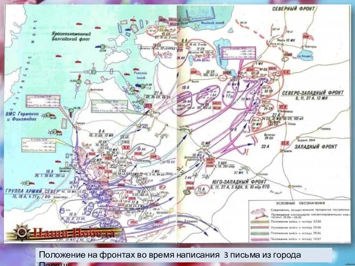 Положение на фронтах во время написания 3 письма из города Полоцк.