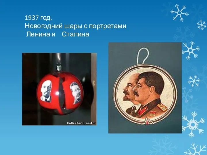 1937 год. Новогодний шары с портретами Ленина и Сталина
