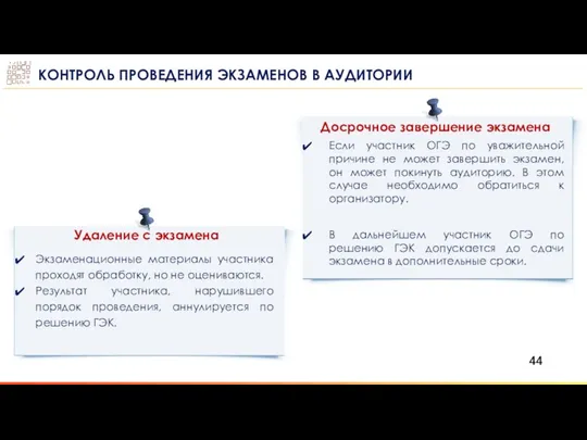 Удаление с экзамена Экзаменационные материалы участника проходят обработку, но не оцениваются. Результат участника,