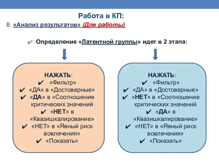 Работа в КП: 8. «Анализ результатов» (Для работы) Определение «Латентной