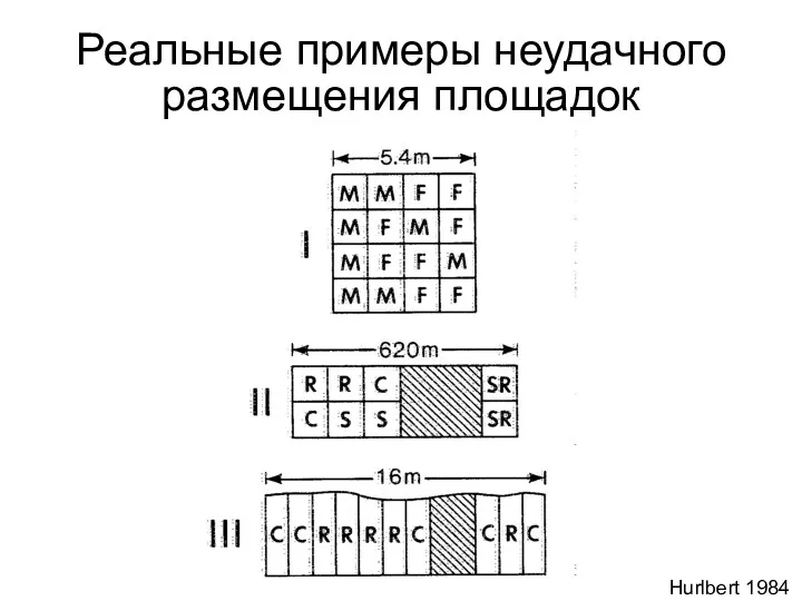 Реальные примеры неудачного размещения площадок Hurlbert 1984