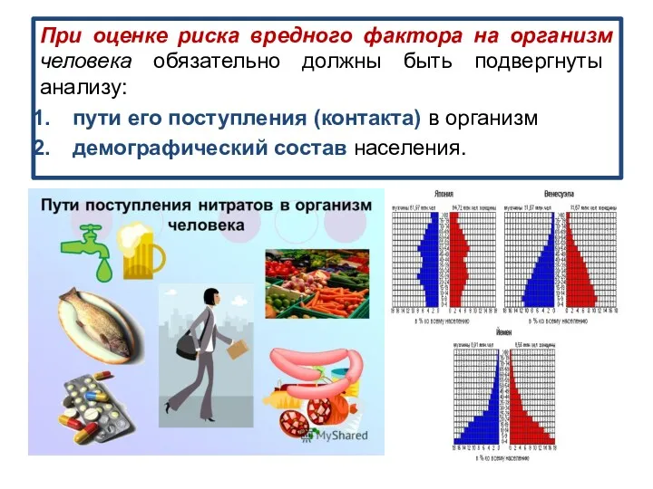 При оценке риска вредного фактора на организм человека обязательно должны