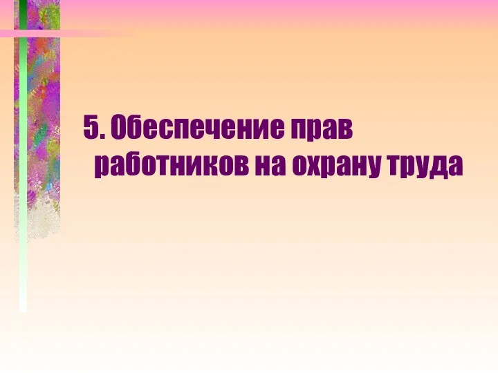 5. Обеспечение прав работников на охрану труда