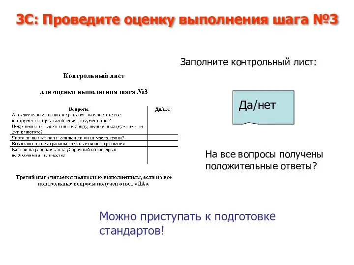 3С: Проведите оценку выполнения шага №3 На все вопросы получены