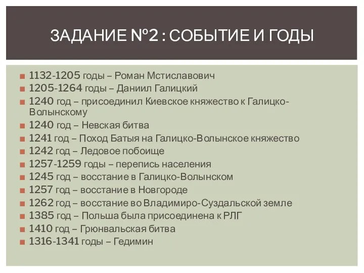 1132-1205 годы – Роман Мстиславович 1205-1264 годы – Даниил Галицкий