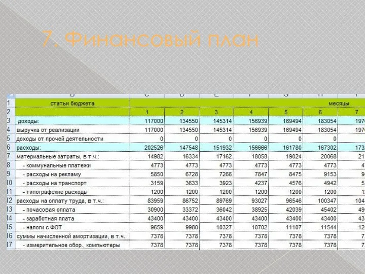 7. Финансовый план