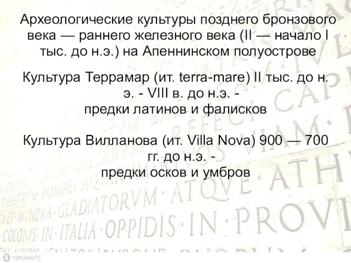 Археологические культуры позднего бронзового века — раннего железного века (II