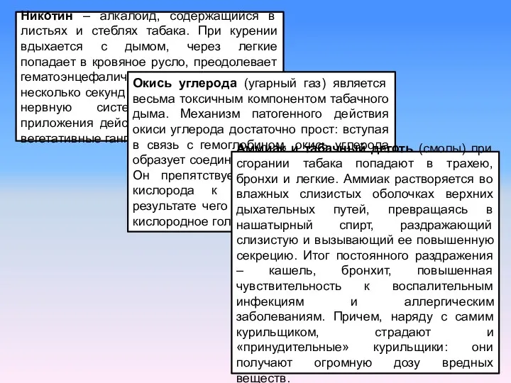 Никотин – алкалоид, содержащийся в листьях и стеблях табака. При