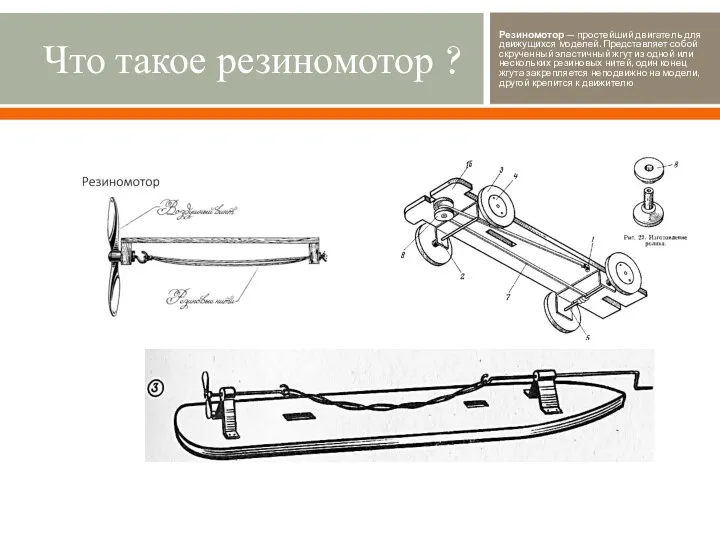 Что такое резиномотор ? Резиномотор — простейший двигатель для движущихся