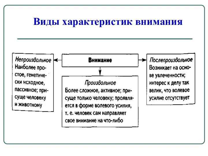 Виды характеристик внимания