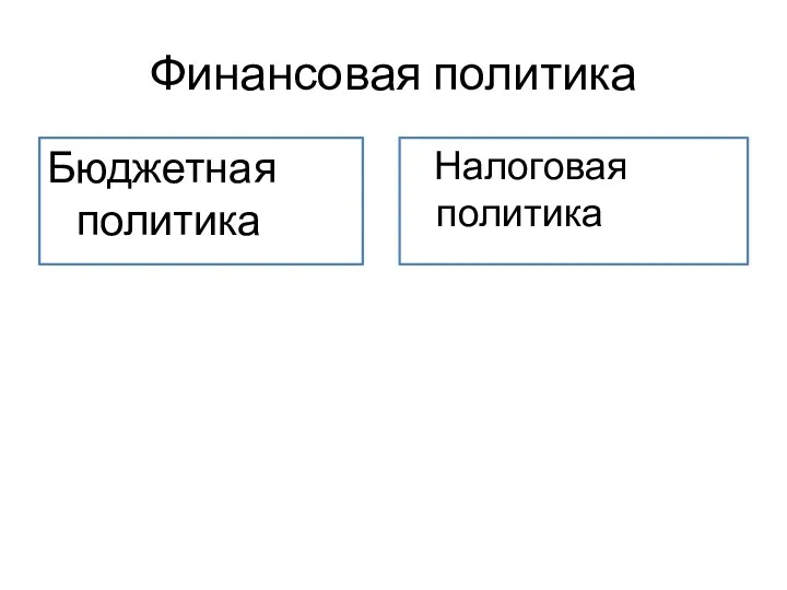 Финансовая политика Бюджетная политика Налоговая политика