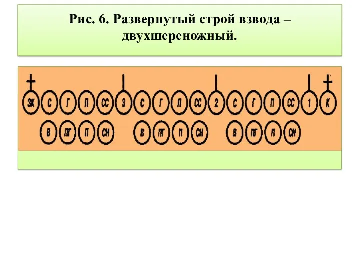 Рис. 6. Развернутый строй взвода – двухшереножный.