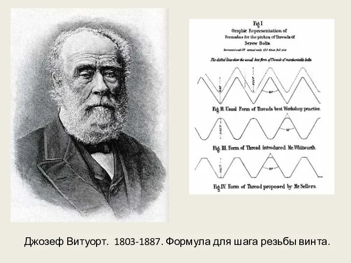 Джозеф Витуорт. 1803-1887. Формула для шага резьбы винта.