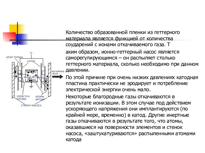 Количество образованной пленки из геттерного материала является функцией от количества