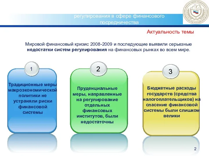 Новые подходы к организации надзора и регулирования в сфере финансового