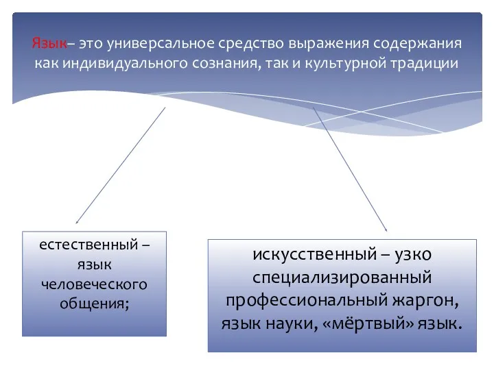 Язык– это универсальное средство выражения содержания как индивидуального сознания, так