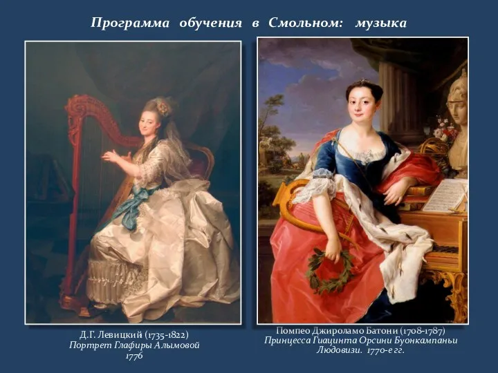 Программа обучения в Смольном: музыка Д.Г. Левицкий (1735-1822) Портрет Глафиры