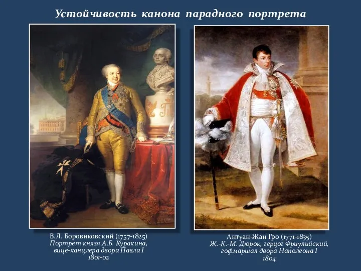 Устойчивость канона парадного портрета В.Л. Боровиковский (1757-1825) Портрет князя А.Б.