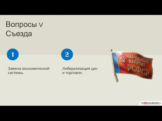 Вопросы V Съезда Замена экономической системы. 1 Либерализация цен и торговли. 2