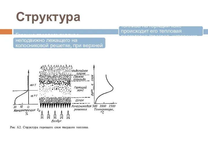 Структура Горение твердого топлива, неподвижно лежащего на колосниковой решетке, при