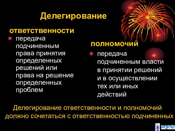 Делегирование ответственности передача подчиненным права принятия определенных решений или права