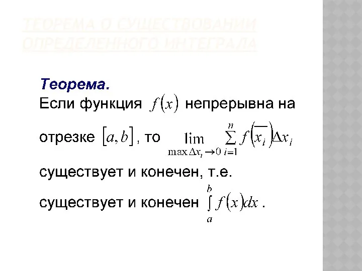 ТЕОРЕМА О СУЩЕСТВОВАНИИ ОПРЕДЕЛЕННОГО ИНТЕГРАЛА