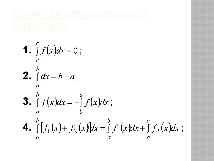 СВОЙСТВА ОПРЕДЕЛЕННОГО ИНТЕГРАЛА
