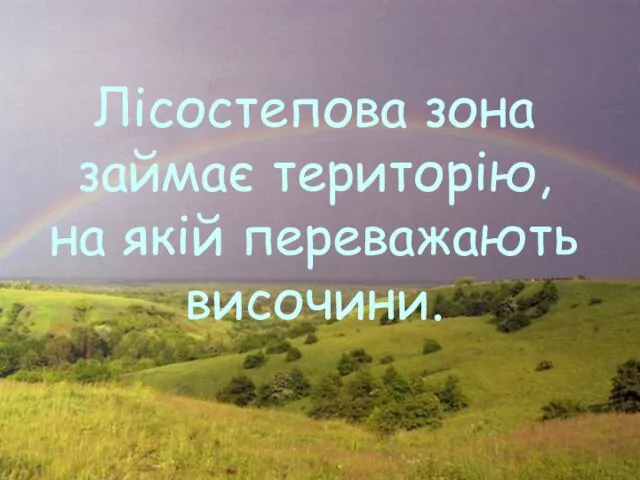 Лісостепова зона займає територію, на якій переважають височини.