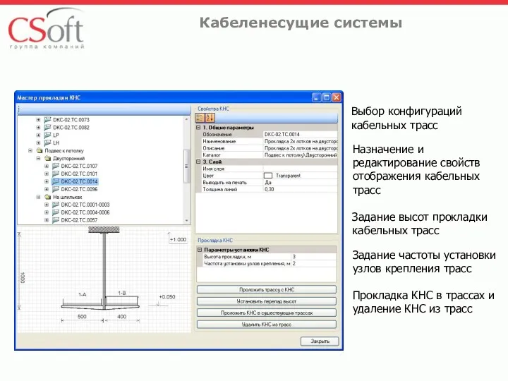 Выбор конфигураций кабельных трасс Назначение и редактирование свойств отображения кабельных