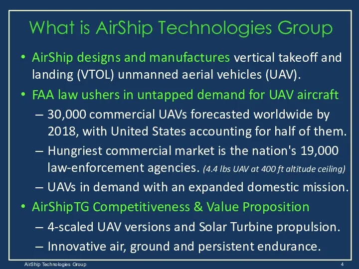 What is AirShip Technologies Group AirShip designs and manufactures vertical