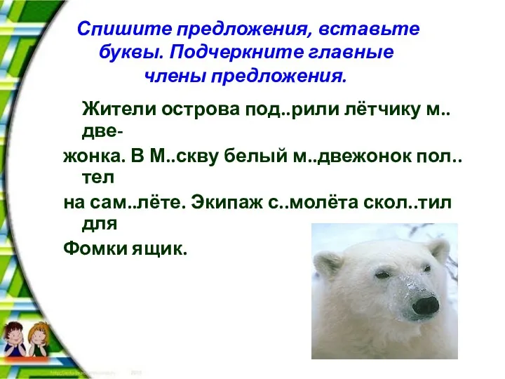 Жители острова под..рили лётчику м..две- жонка. В М..скву белый м..двежонок