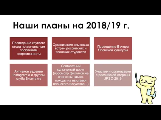 Наши планы на 2018/19 г.